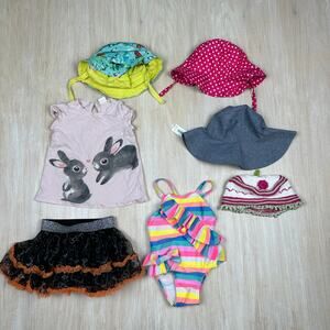 7 Piece Bundle Lot Girls Baby Size 9-12 Months 12M Swimsuit Hats Skirt Shirt